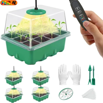 FLDJL 5 шт. USB для выращивания растений по ночам, лотки для закваски семян с подсветкой, 12 Ячеек, Система выращивания гидропоники, Светодиодная лампа, палатка для выращивания