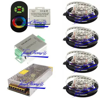 20 м 5050 RGB светодиодная лента IP20 + 18A Сенсорный контроллер + Усилитель + 20A мощность
