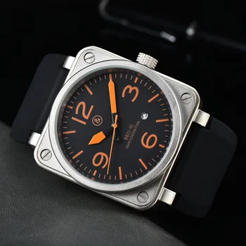 2023 Новые оригинальные спортивные роскошные механические часы BR Br с силиконовым ремешком в деловом стиле, мужские квадратные часы Ross, часы AAA
