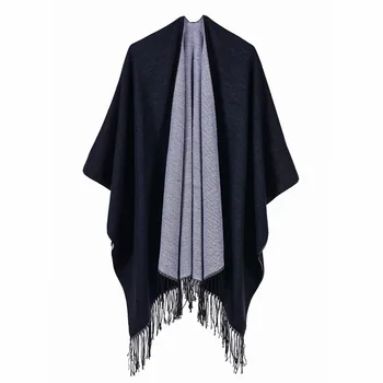 Осенне-зимний Европейский американский уличный женский шарф, Универсальная теплая шаль с кисточками для кондиционирования воздуха, женский плащ, Пончо, накидки 5
