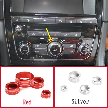 Perilla de volumen para aire acondicionado de coche, de aleación de aluminio plateado cubierta embellecedora/rojo para Jaguar XJ