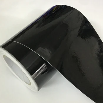 ширина 10 см, Глянцевый черный рулон виниловой пленки с воздушным выпуском, Глянцевая фольга для наклеек на кузов автомобиля