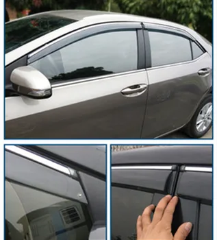 Хромированный Дверной Козырек, Солнцезащитный Козырек от Дождя, Серебристые Накладные Карнизы для Toyota Corolla axio в комплекте 4шт