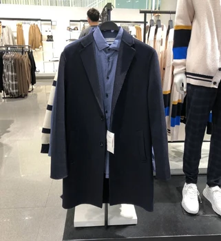 Новые зимние длинные мужские шерстяные пальто