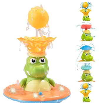 Игрушки для купания детей, Разбрызгивающий воду душ, игрушка для купания в бассейне, Электрическая игрушка для купания в форме крокодила со светом для малышей 1-3 лет