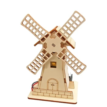 Электрическая ветряная мельница, хижина, обучающие игрушки для студентов, креативные технологии, производство материалов ручной работы, упаковка