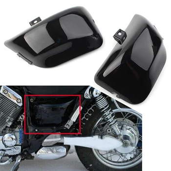 2шт Мотоцикл ABS Обтекатель Боковой Крышки Батарейного Отсека Защитный Кожух для Yamaha Virago 400 500 535 XV400 XV500 XV535 Черный Глянец