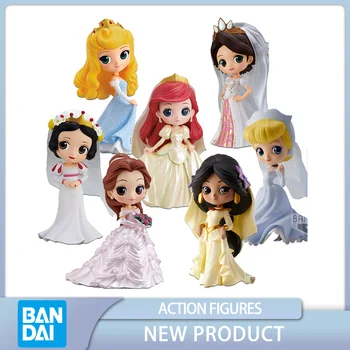 Подлинная версия свадебного платья BANDAI Qposket с аниме-фигурками Принцессы Диснея, коллекция фигурных моделей, игрушка в подарок для детей
