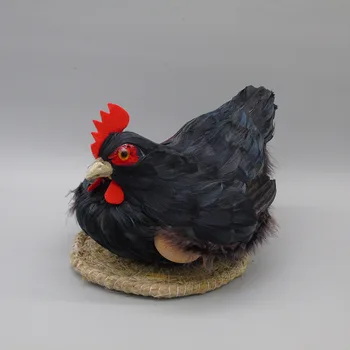 имитация курицы, черная курица, жесткая модель, полиэтилен и перья, курица, большая 30x22x20 см, подарок для украшения дома b0387