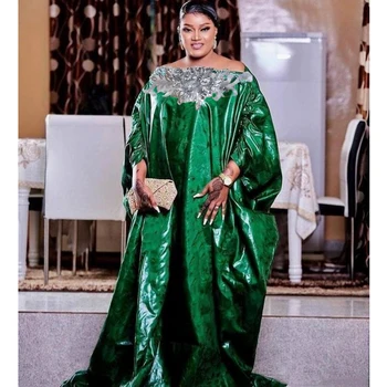 Зеленые африканские платья для женщин, халат Bazin Riche, Оригинальный таз для свадебной вечеринки, Новейшая одежда, Традиционное платье невесты в Нигерии