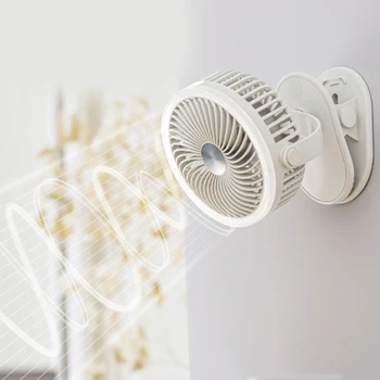 Электрический мини-вентилятор с зажимом 1000 мАч Перезаряжаемый ручной настенный потолочный вентилятор со светодиодной подсветкой для домашнего Кемпинга Портативный Зажим