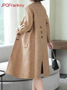 Длинное кашемировое пальто 2023, Новое корейское Шерстяное Свободное шерстяное пальто высокого класса для женщин, женская зимняя одежда 2023, Пальто, женская зимняя куртка