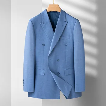 5908 -2023 мужские полосатые двубортные костюмы для отдыха 88 и европейский код мужской приталенный пиджак-пиджак