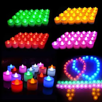 Многоцветная светодиодная электронная свеча в форме сердца, Беспламенная лампа на батарейках, Рождественская Свадьба, День Святого Валентина, Бар Tealight Decor