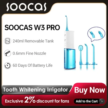 Ирригатор для отбеливания зубов SOOCAS W3 Pro Портативный Съемный Резервуар для воды, Водонепроницаемое Электрическое Средство для удаления зубного камня, Чистка зубов