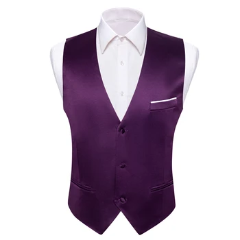 Темно-фиолетовый мужской жилет без рукавов, приталенный модный жилет с V-образным вырезом и галстуком, комплекты для отдыха, свадебная вечеринка, дизайнер Barry.Wang DM-24