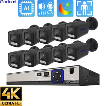 Новая Система Видеонаблюдения 4K 8MP Двухсторонний Аудио Динамик CCTV POE NVR AI Цветная Ночная Домашняя Камера Видеонаблюдения Наружный Комплект