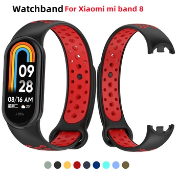 Для Xiaomi Mi Band 8 Силиконовый Ремешок Ярких Цветов Для Mi Band 8, Дышащие Клипсы на Ощупь, Браслет-Напульсник для Xiaomi mi band 8