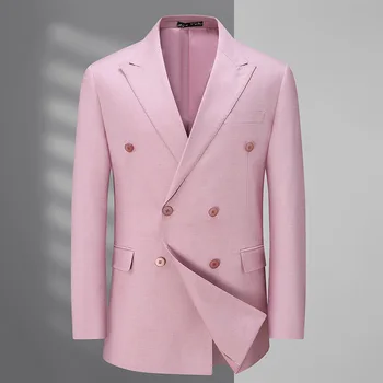 5695 -Новые мужские двубортные костюмы в полоску для отдыха и мужской приталенный пиджак европейского образца jacket